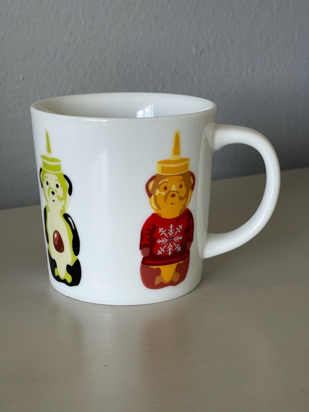 Williams-Sonoma FNNCH 14 oz Honey Bear Mug, "Avocado Bear" and "Holiday bear"
